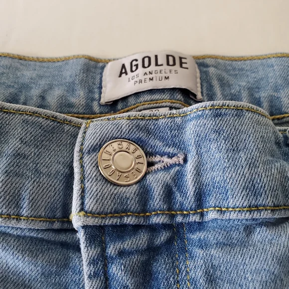 Agolde Light Wash Distressed Boyfriend Jeans - Picture 7 of 13